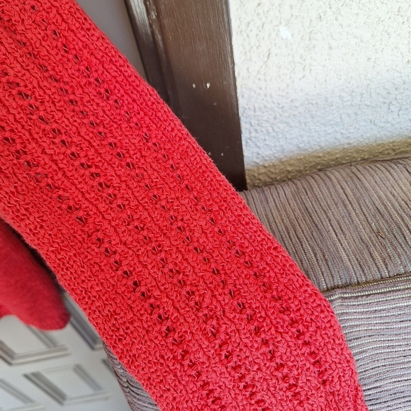 Rachel Zoe Sweater SzL/XL? Red Lng Sleeves Detail Back/Sleeves Banded Cuff/Hem - Picture 4 of 9